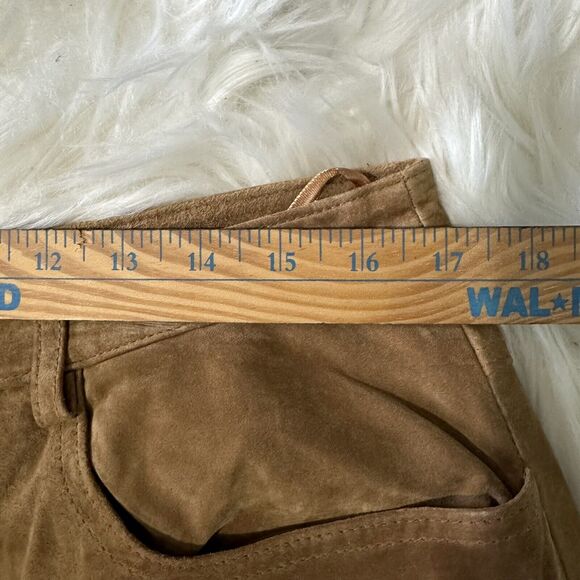 Y2k Leather Suede Pants Size 16 Lined Straight Leg High Rise Pockets Vintage - Picture 11 of 13